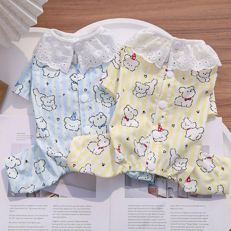 Pet Spring Undershirt Pet One-piece Clothes Vest Outdoor Four-legged Clothes Teddy Dog Pajamas for Small Dogs