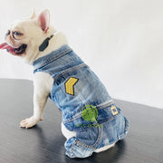 Retro Denim Overalls for Dogs, Four Legs Dog Jumpsuit for Chihuahua, Cowboy Puppy, Kawaii Clothes for Yorkie, Spring Pet Costume — 3