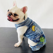 Retro Denim Overalls for Dogs, Four Legs Dog Jumpsuit for Chihuahua, Cowboy Puppy, Kawaii Clothes for Yorkie, Spring Pet Costume — 7