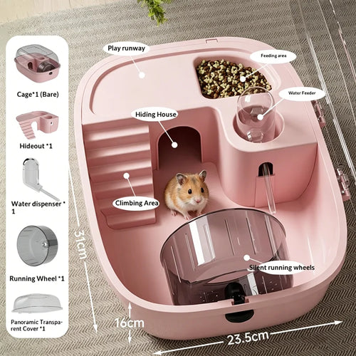 Luxury Large Capacity Hamster Golden Hamster Cage Habitat Villa Large 2-Layer Platform Cage Hiding Nest Small Pet Supplies