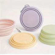 Hanging Dog Pet Folding Silicone Bowl Outdoor Travel Portable Food Water Container Feeding Tray Bowl Macaron Color Pet Supplies — 3