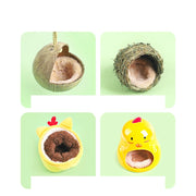 Hamster House Bite-resistant Natural Small Pet Coconut Cages Guinea-pig Hamster Hideout House Toy Wooden House Pet Supplies — 3