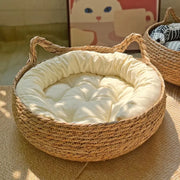 Four Seasons Universal Pure Handmade Vine Woven Cat Nest Seasonal Warmth Pad Detachable Washable Winter Pet Supplies Accessories — 7
