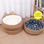Four Seasons Universal Pure Handmade Vine Woven Cat Nest Seasonal Warmth Pad Detachable Washable Winter Pet Supplies Accessories — 4